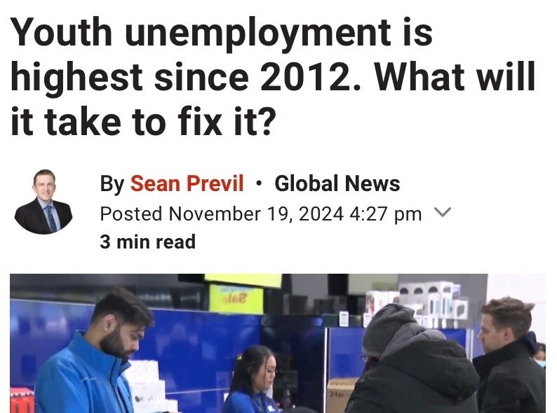 Global News - Youth unemployment is highest since 2012. What will it take to fix it?