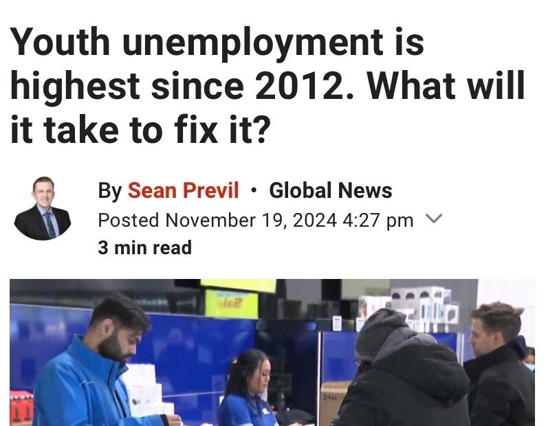 Global News - Youth unemployment is highest since 2012. What will it take to fix it?